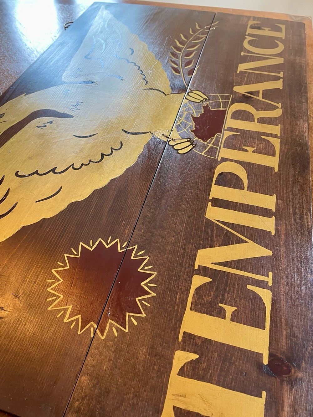 Mid-Century Americana Hand Painted Wooden ‘Temperance’ Tavern Sign 32”